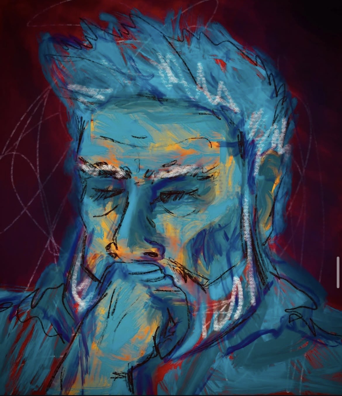 Blue portrait original artwork